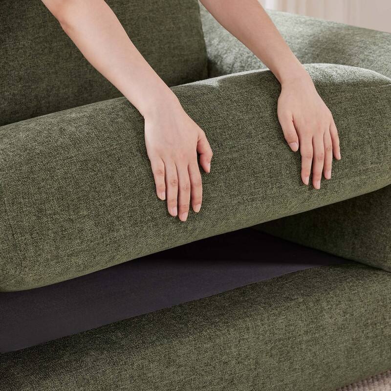 Spruce & Spring Upholstered Curved 3 Seat Sofa for Living Room