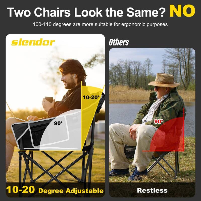 Heated Camping Chair Oversized, Padded Heated Chair Outdoor Sports, 3 Heating Levels Adjustable Camping Chairs for Adults
