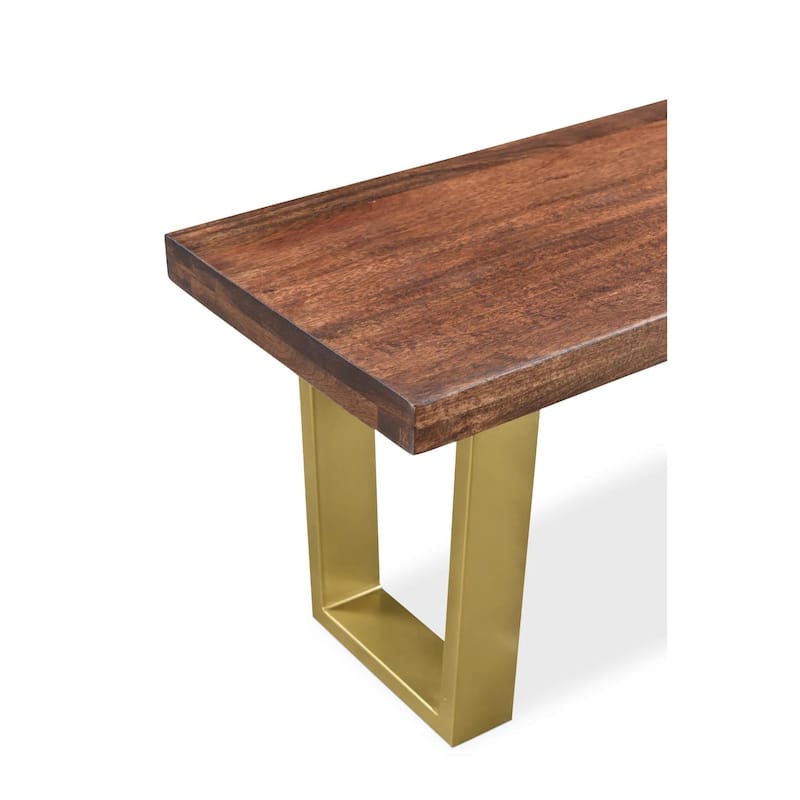 Honey Finish Mango Wood Bench with Brass Legs - 60"