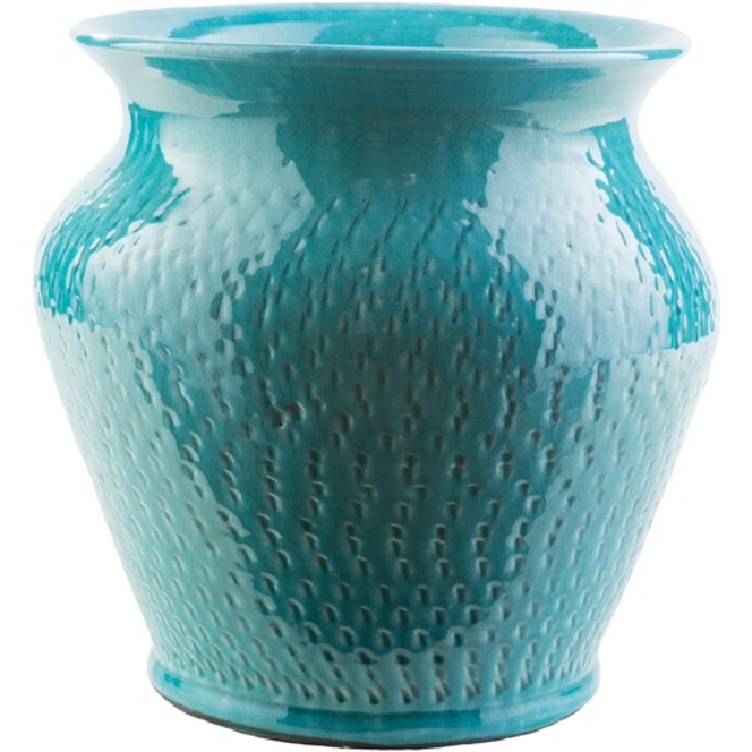 Shop 11 8 Textured Aqua Indoor Outdoor Decorative Ceramic Planter