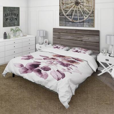 Designart 'Purple Wildflowers III' Traditional Duvet Cover Set