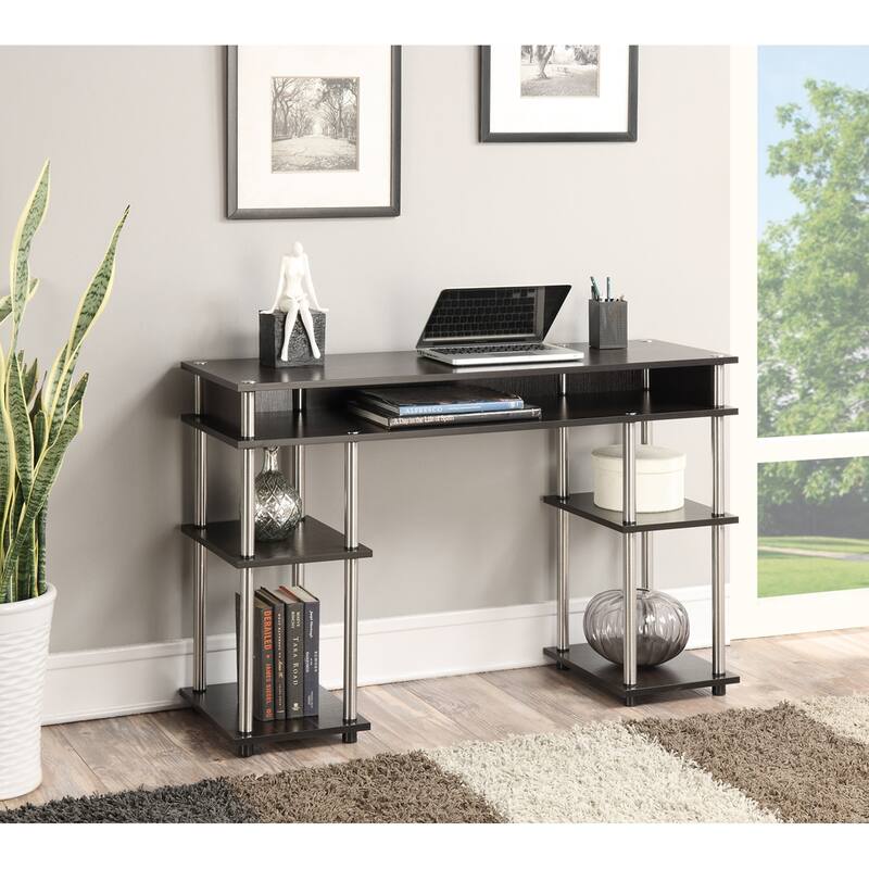 Convenience Concepts Designs2Go No Tools Student Desk with Shelves - Espresso