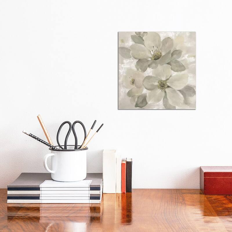iCanvas "White On White Floral I" by Silvia Vassileva Canvas Print - 12x12x1.5