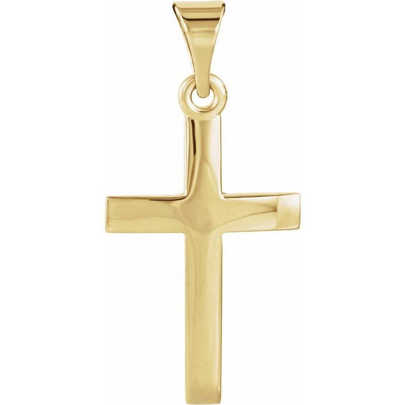 Curata 14k Yellow Gold Hollow Polished Cross Necklace, 16" 17x11.5mm