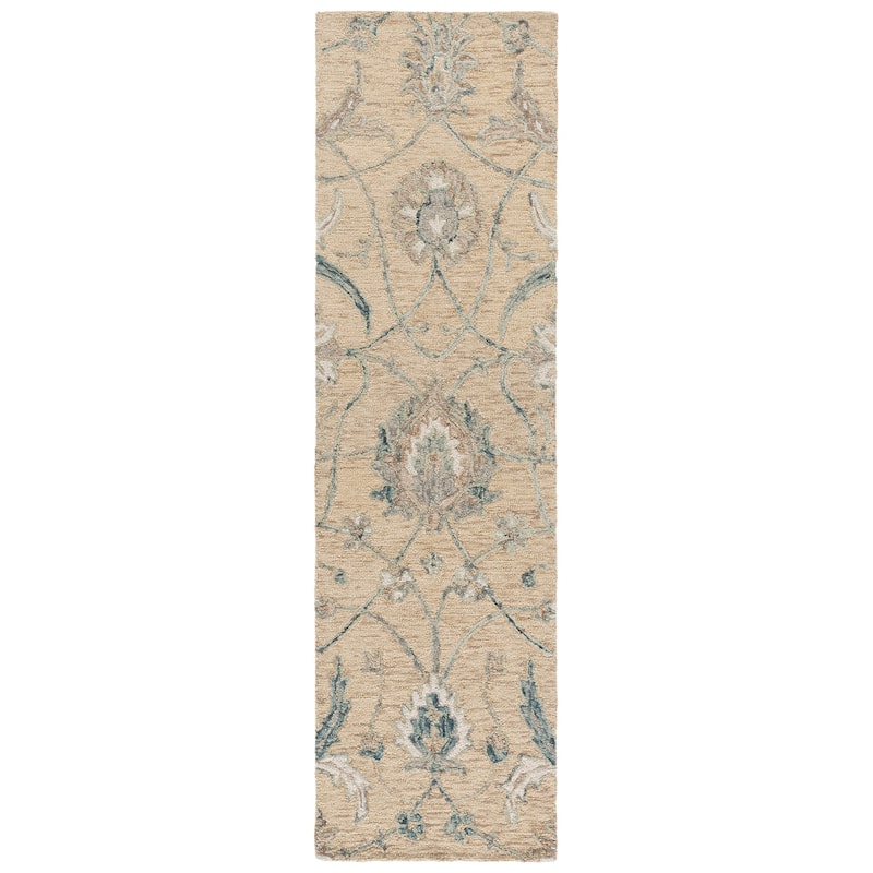 SAFAVIEH Handmade Metro Medrea Wool Rug - 2'3" x 8' Runner - Beige/Grey