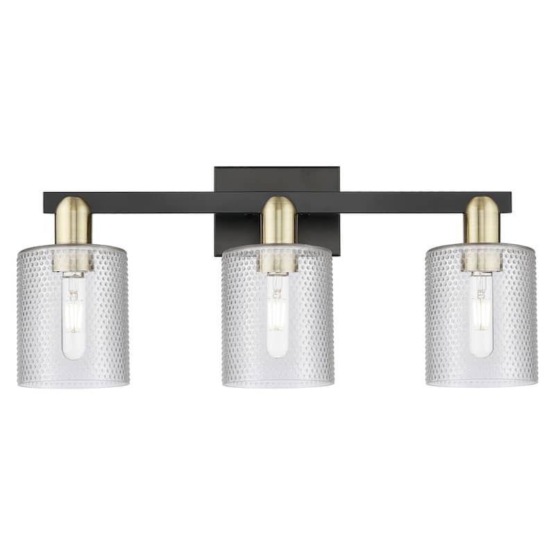 Innovations Lighting 716-3W-11-24 Cobbleskill Vanity Cobbleskill 3 - Black Antique Brass / Clear