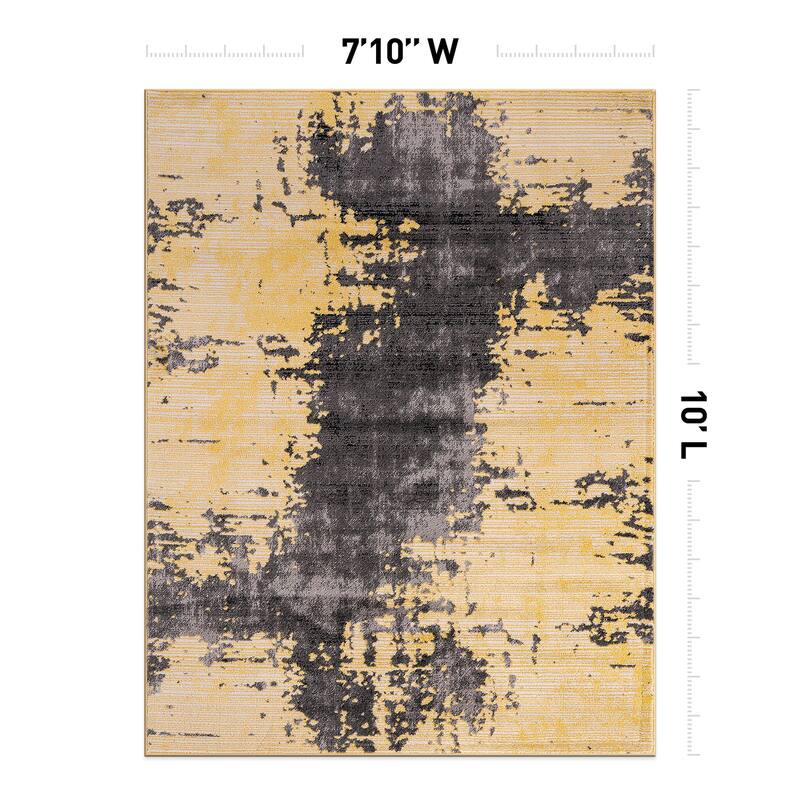 World Rug Gallery Abstract Design Distressed Blue Area Rug