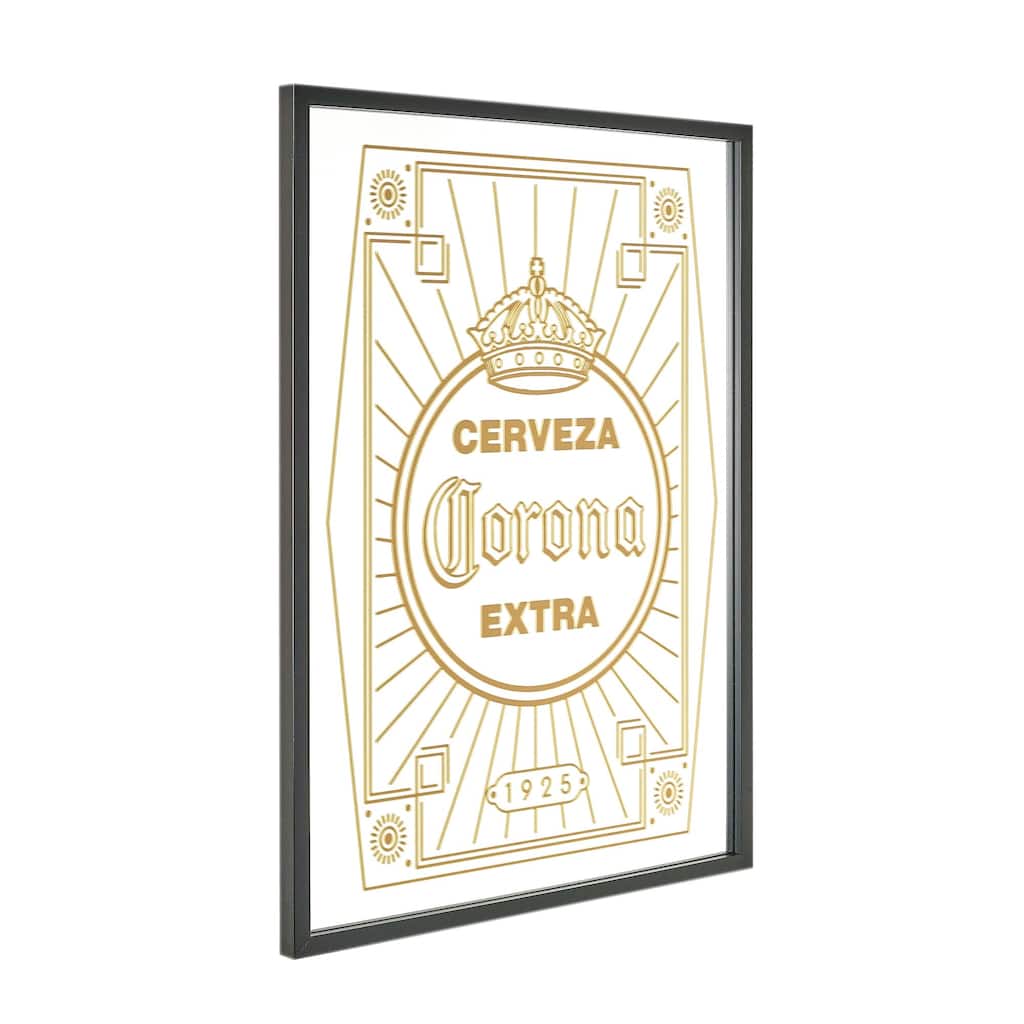 American Art Decor Corona Extra Silkscreen Printed Framed Bar Sign, 25" H x 18.75" L