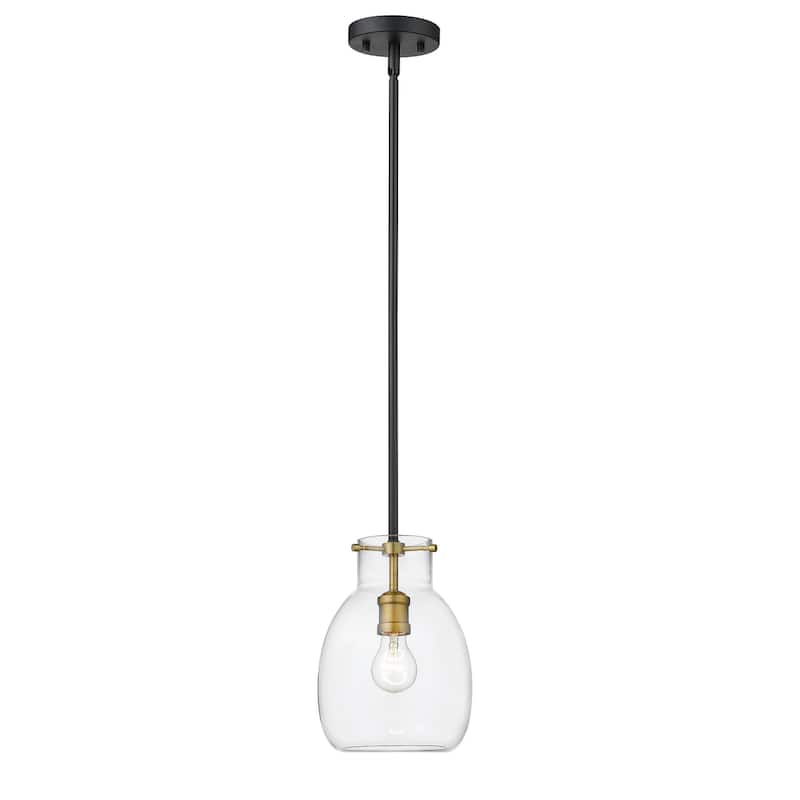 Bella 1 Light 8 inch Matte Black + Olde Brass Mini Pendant Light
