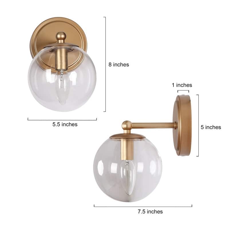 Mid-century Modern Gold Bathroom Vanity Lights French Country Glass Globe Wall Sconce