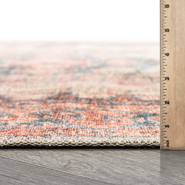 dimension image slide 4 of 18, World Rug Gallery Vintage Bohemian Machine Washable Non Slip Area Rug