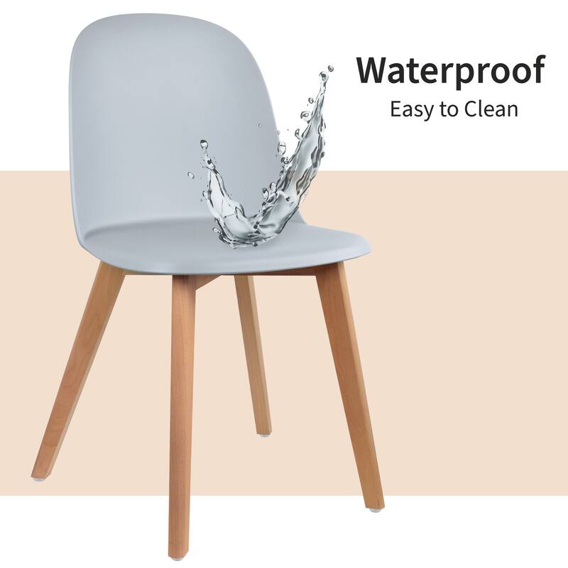 Set of 4 Plastic Dining Side Chair Wood For Event Kitchen Office Event Garden Patio Cafe Indoor Outdoor