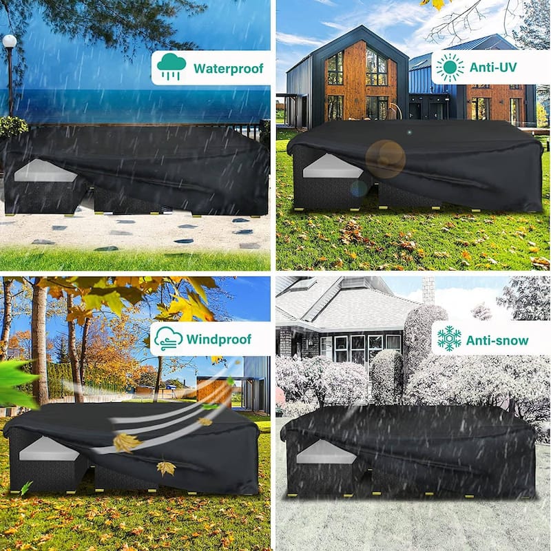 Patio Furniture Set Cover Upgraded Waterproof Outdoor Sectional Sofa Cover Patio Table and Chair Set Covers - 126"x63"x28"