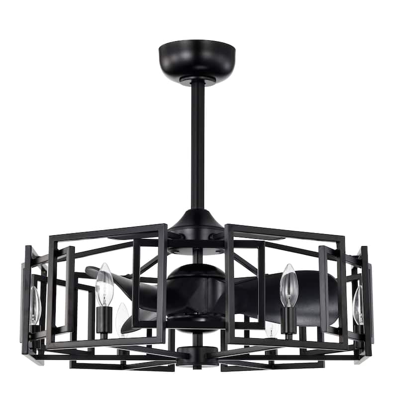 Hemming 26-inch Matte Black 6 Lights 3 Blades Lighted Ceiling Fan with Remote