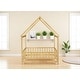 preview thumbnail 19 of 36, Twin / Full Size Wooden House Bed with Fence and Roof bed Frame, Montessori Style Floor Bed for Kids