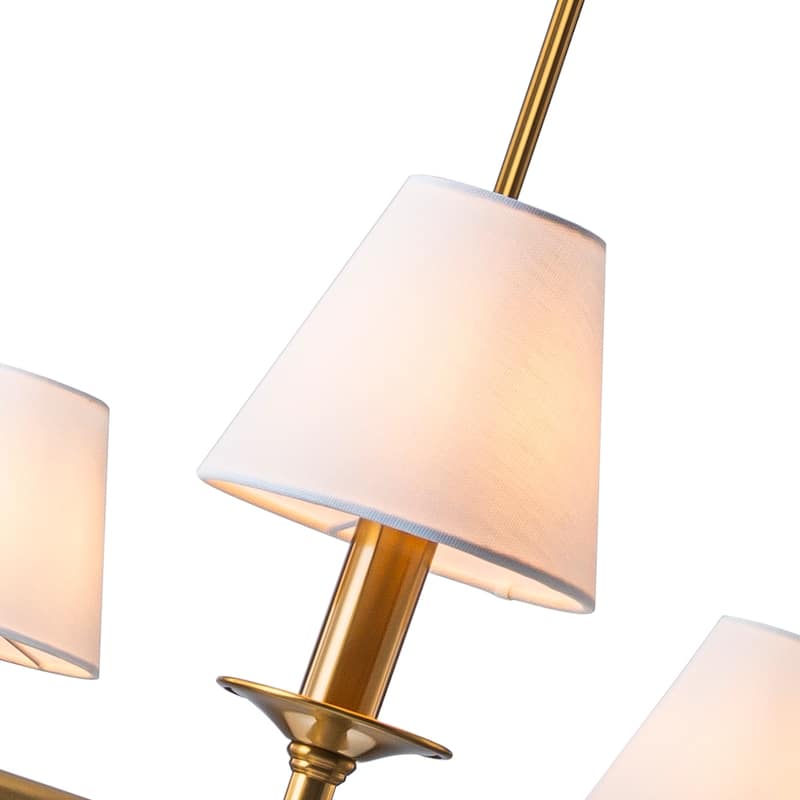 6-Light Classic Chandelier Pendant Fixture with White Shades for Elegant Interior Lighting