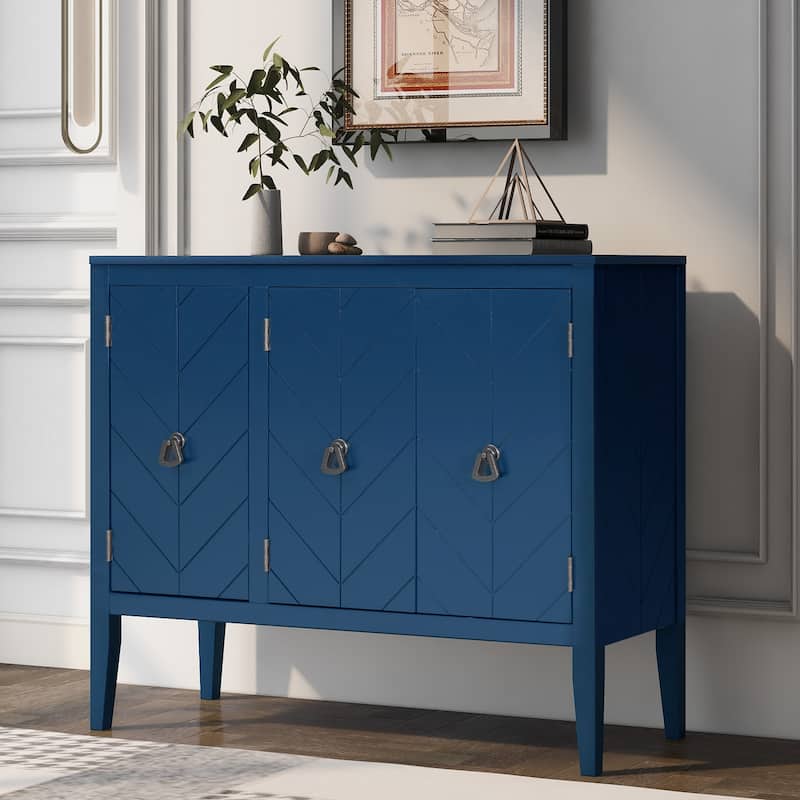 Retro Storage Sideboard with Adjustable Shelfs and 4 Pinewood Legs
