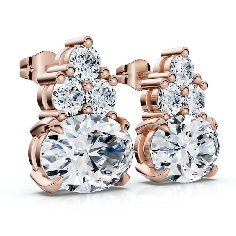 Bliss Diamond Certified 5Ct Oval Diamond Studs Gold Lab Grown FG/VS - Rose