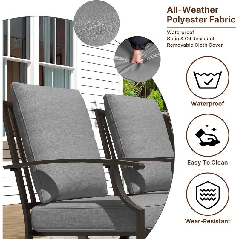 Kullavik 10 Pieces Outdoor Dining Set with 2 Swivel Chairs, 6 Single Chairs, X-Leg Table and Double-Sided Umbrella