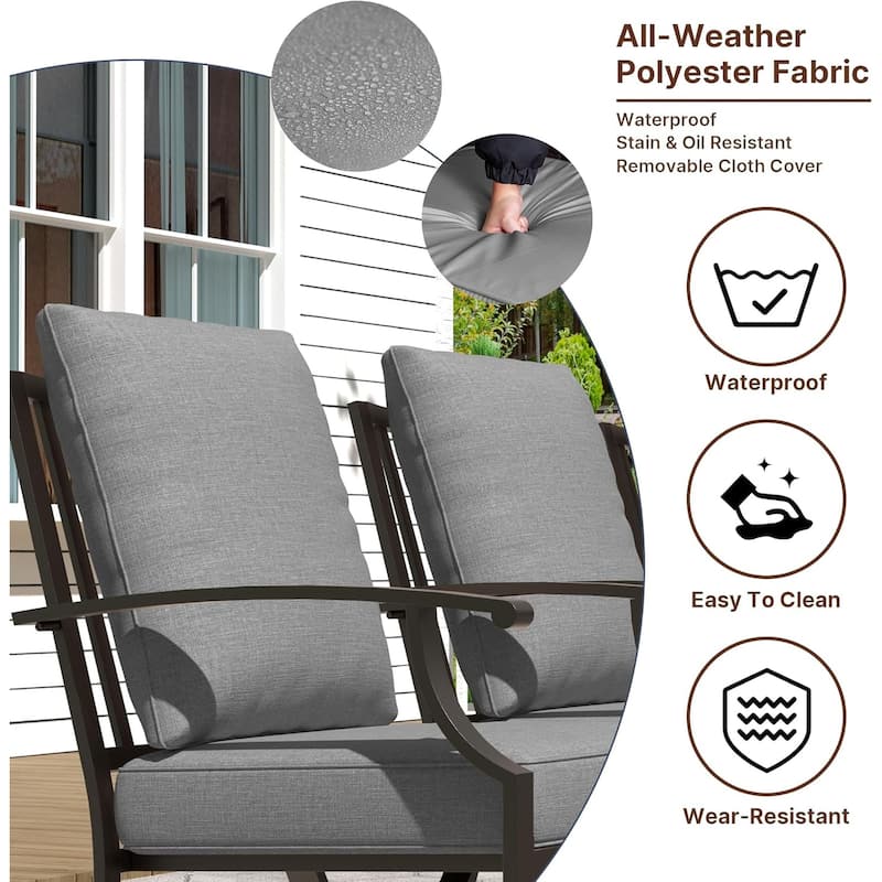 Kullavik 8 Pieces Outdoor Dining Set with 6 Swivel Chairs, X-Leg Table and Double-Sided Umbrella