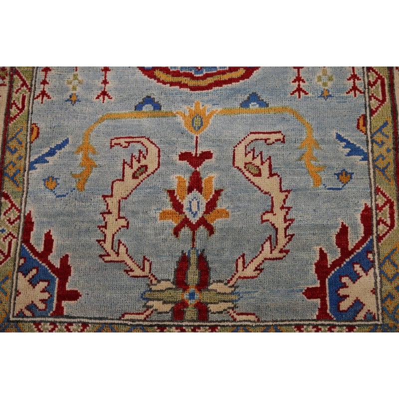 Light Blue Kazak Oriental Accent Rug Hand-Knotted Wool Carpet - 3'6" x 5'4"