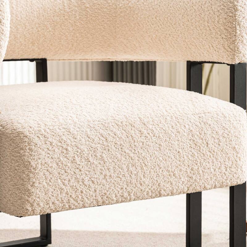 Upholstered Teddy Velvet Single Accent Chair Modern Corner Padded Boucle Armchair for Living Room Bedroom Lounge