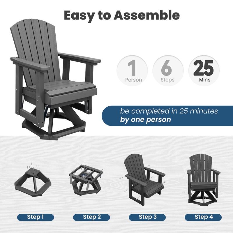 HDPE Adirondack Swivel Glider, Outdoor Patio Chair