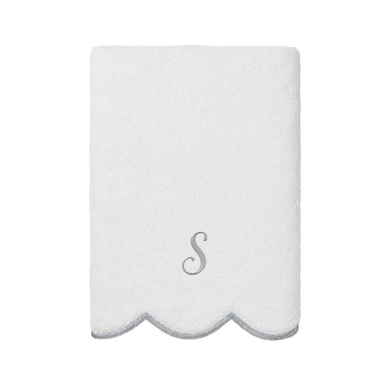 Authentic Hotel and Spa 100% Turkish Cotton Grey ADORNIA Scallop Personalized 3 Piece Towel Set - 3 Piece Set
