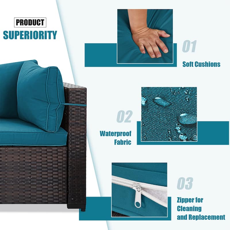 Patio Watcher 5 Pieces Patio Wicker Sectional Sofa Seating Group with Cusions