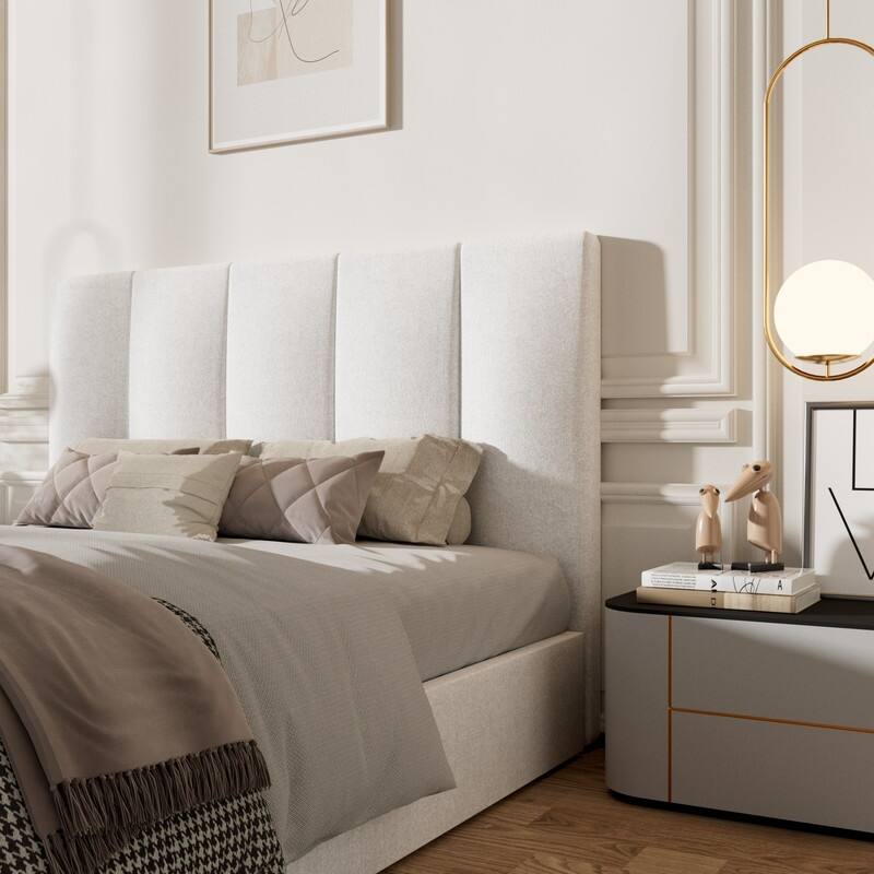 Modern Upholstered Lift-Up Storage Platform Bed with Headboard