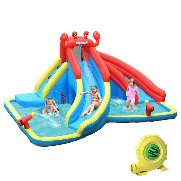 Costway Inflatable Water Slide Crab Dual Slide Bounce House Splash