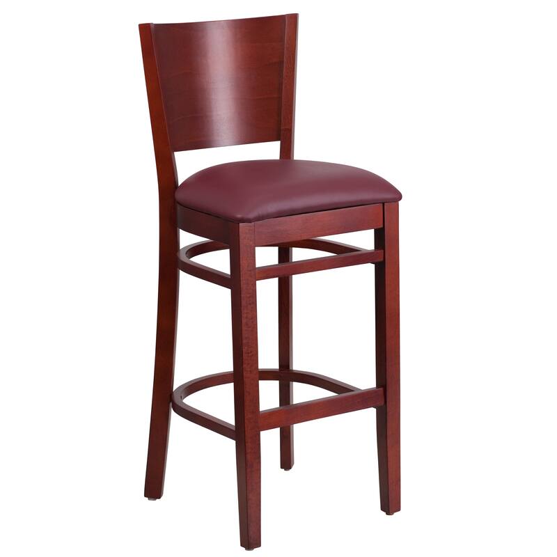 2 Pk. Lacey Series Solid Back Wooden Restaurant Barstool - 16.75"W x 18"D x 43.5"H - 16.75"W x 18"D x 43.5"H