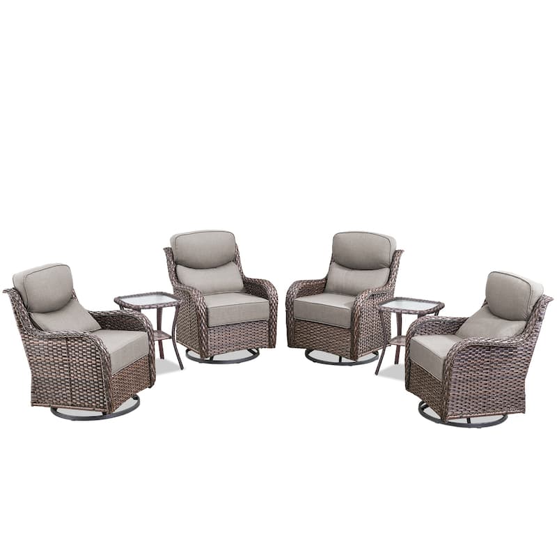 Outdoor Swivel Chairs with 6-Inch Thick Cushions for Garden