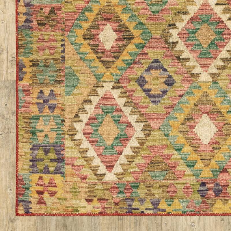 Vista Home Marissa Washable Tribal Inspired Gold/ Multi Indoor Area Rug Mat