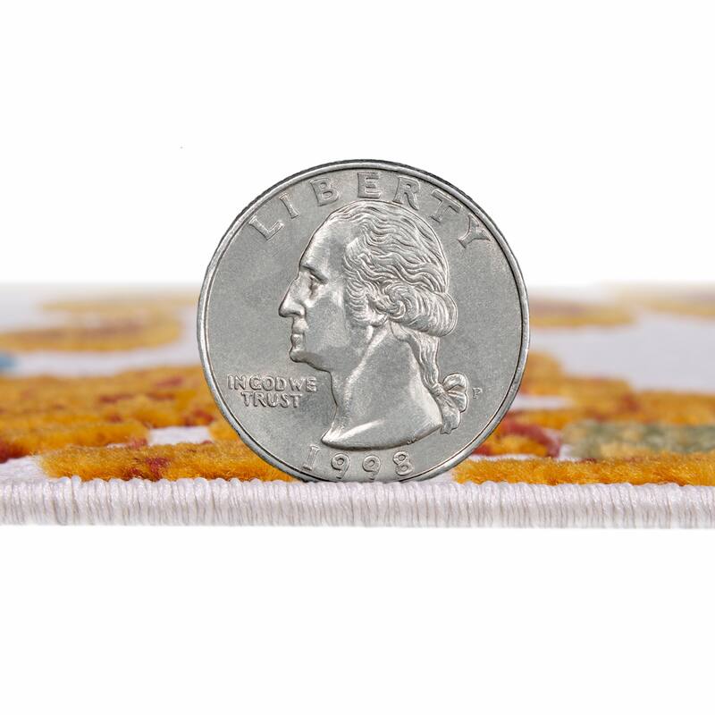 Leick Home Beam Flower Indoor Outdoor Area Rug Rectangle 8'X10' With Non-Slip Rug Pad - 8' x 10'