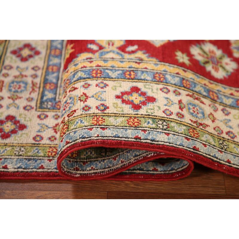 Red Kazak Oriental Accent Rug Handmade Wool Carpet - 3'4"x 4'10"