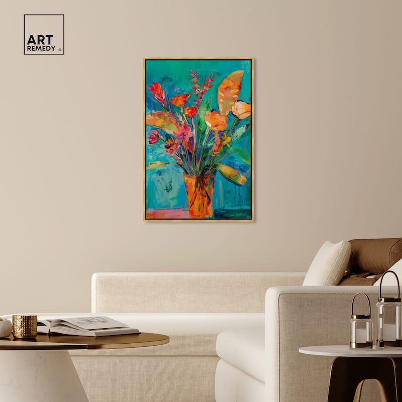 Art Remedy Bold And Bright Flower Vase Framed Flowers In Vase Paintings