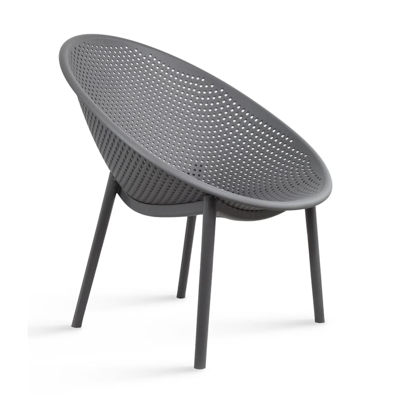 Mid-Century Modern Plastic Lounge Chair Plastic Legs with Breathable Perforated Egg Shaped Seat for Indoor/Outdoor Use