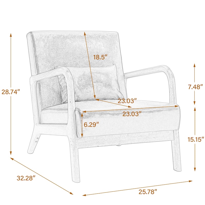 Briston 2 Set Mid Century Modern Wood Accent Chairs with pillow