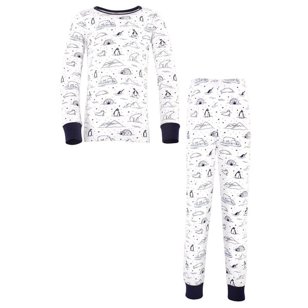 slide 1 of 1, Touched by Nature Baby, Toddler and Kids Unisex Organic Cotton Tight-Fit Pajama Set, Arctic 12-18 Months - Arctic