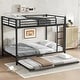 preview thumbnail 3 of 51, Metal Bunk Bed with Twin Size Trundle Black - Full over Full