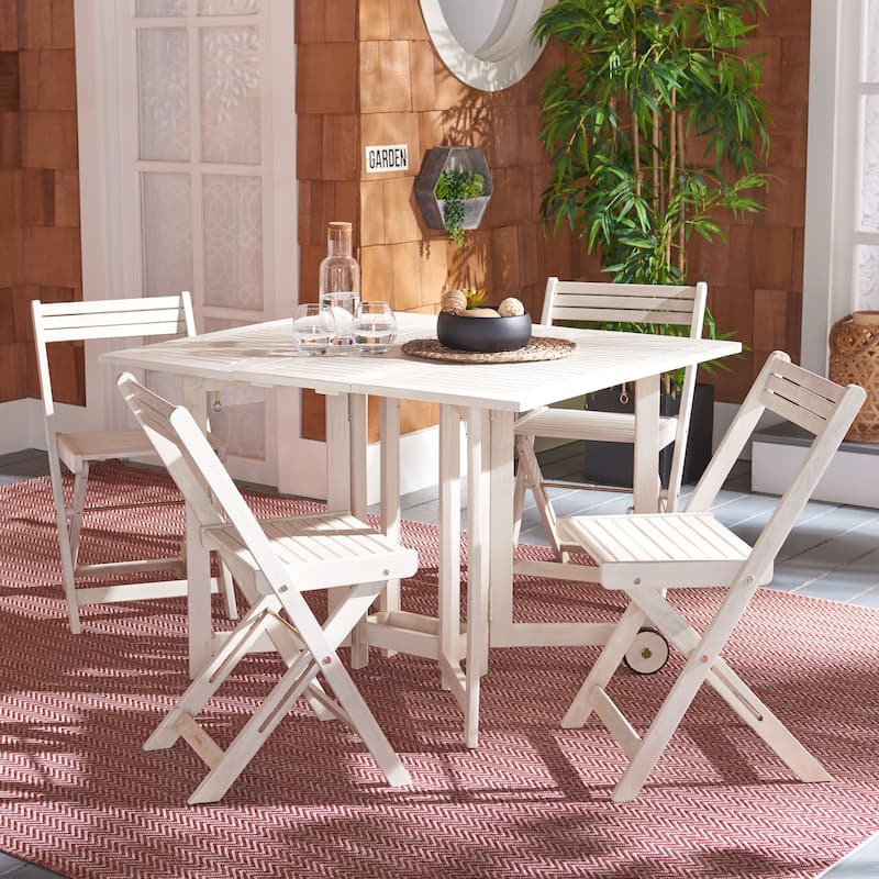 SAFAVIEH Outdoor Patio Furniture Brandy 5-Piece Dining Table Set - 43"W x 35"D x 29"H