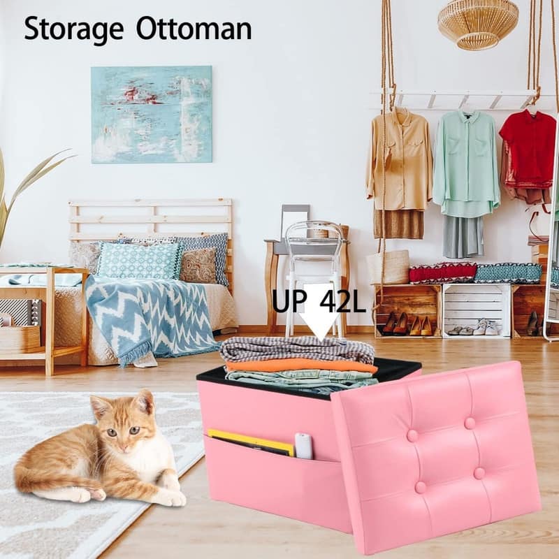 17"Storage Ottoman Folding Footstool