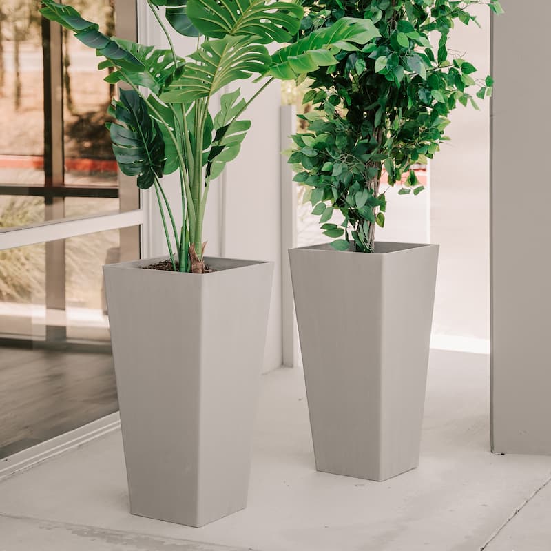 XBrand Modern Square Tapered Planter – 28" or 30" Tall, Indoor & Outdoor Use