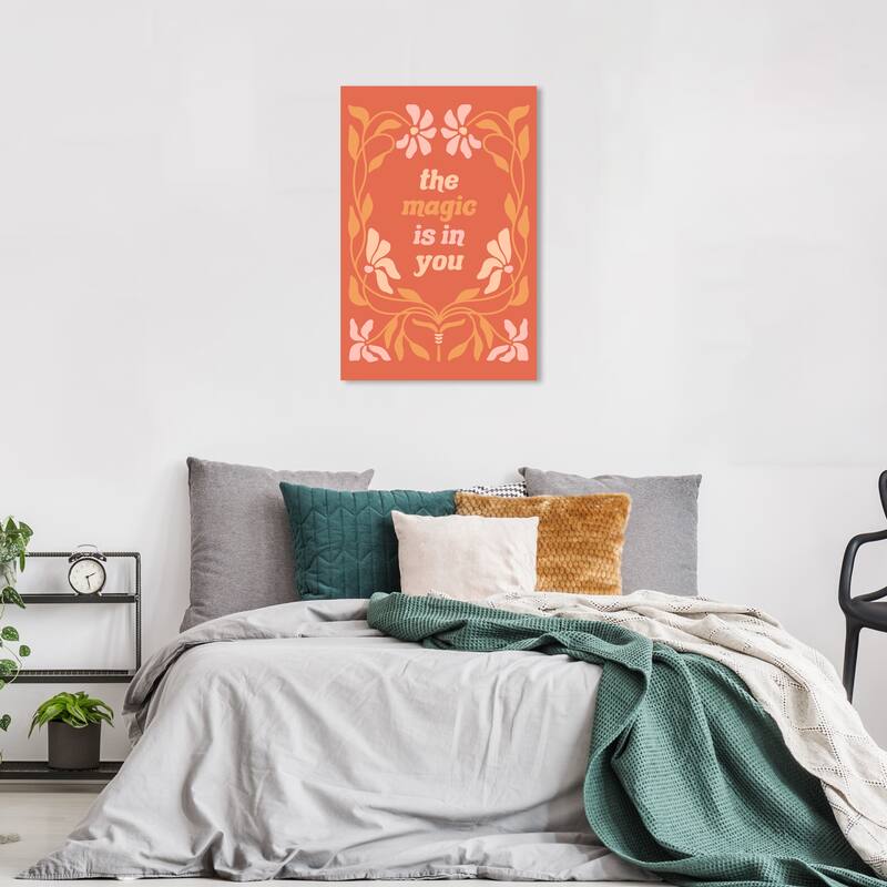 Wynwood Studio Canvas Typography and Quotes The Magic is in You Orange and Pumpkin Modern & Contemporary Wall Art Canvas Print - 24 x 36