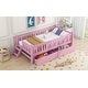 preview thumbnail 23 of 28, Bedroom Wood Twin Size Platform Bed with Both Sides Guardrail and 2 Storage Drawers, Kids Bed Frame with Slats Support