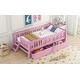 preview thumbnail 6 of 28, Twin Size Platform Bed for Kids with Partial Guardrail and 2 Pull-Out Storage Drawers, Low Profile Wooden Frame