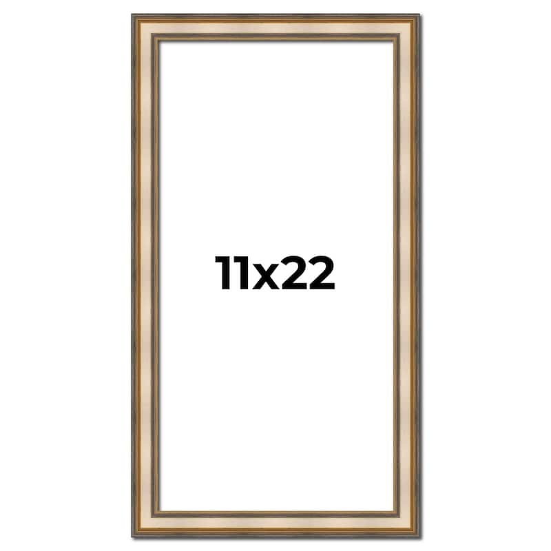 11x22 Frame Gold Solid Wood Shadow Box Width 1.5 Inches | Interior Frame Depth 2 3/8 Inches
