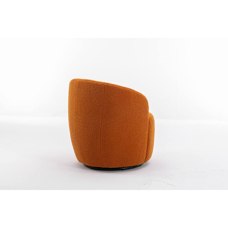 Wool Swivel Barrel Chair with 360° Rotation & Metal Base