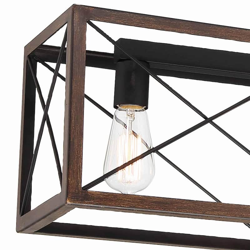 Kiro 5-light Farmhouse Linear Chandelier Faux Wood Dining Lighting with UL Certified - 36''